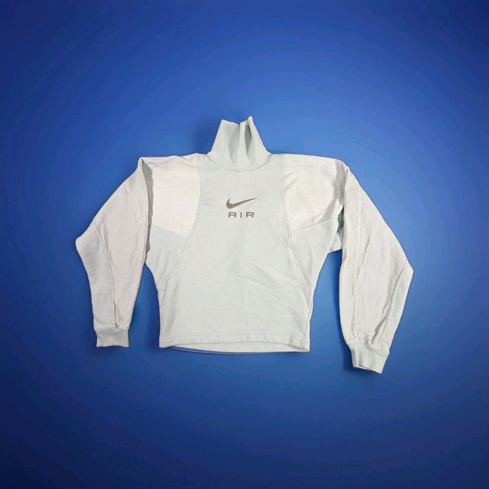 Nike Air Women's Size S Corduroy Fleece High Neck Pullover Silver Long Sleeve